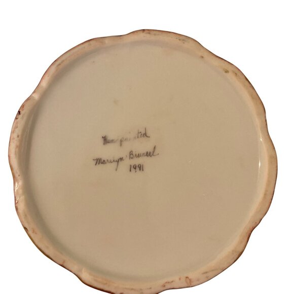 Hand Painted Porcelain Jar With Lid Featuring Berry Design & Gold Accents - Picture 6 of 9